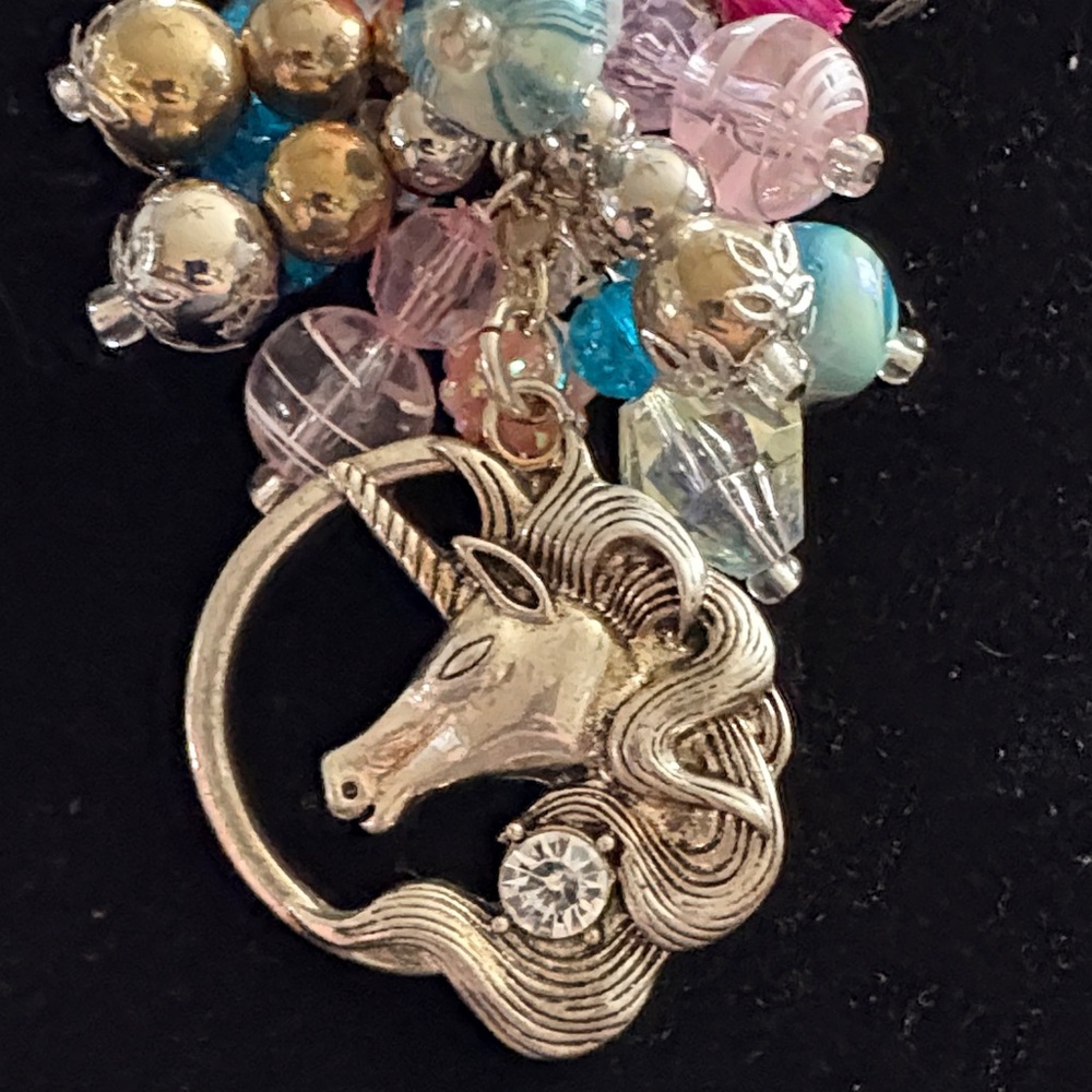 Unicorn Charm Keychain with Colorful Beads
